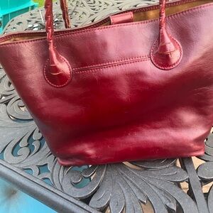 Elegant Red Leather Tote Bag